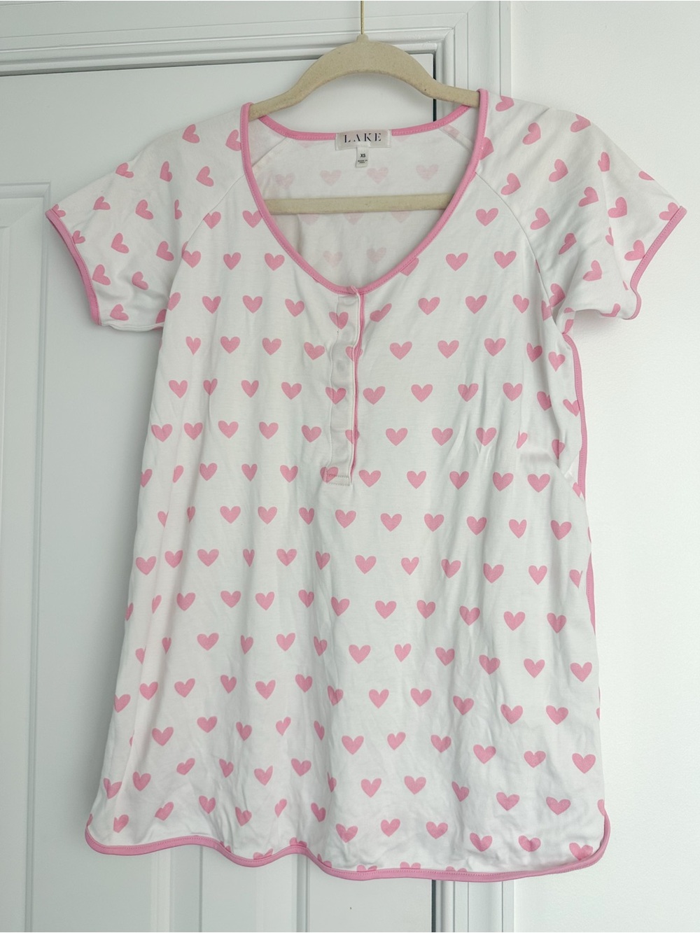LAKE maternity pajamas XS light pink hearts - Picture 4 of 5